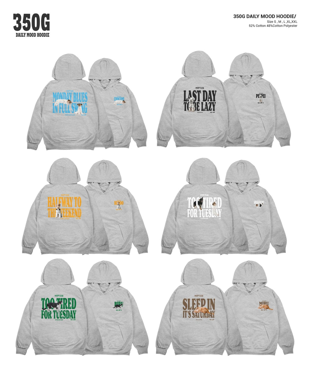350 DAILY MOOD HOODIE 厚磅刷毛連帽長袖 - 𝗣𝗢𝗢𝗣 𝗖𝗟𝗨𝗕®