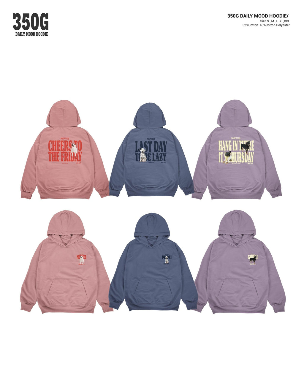 350 DAILY MOOD HOODIE 厚磅刷毛連帽長袖 - 𝗣𝗢𝗢𝗣 𝗖𝗟𝗨𝗕®
