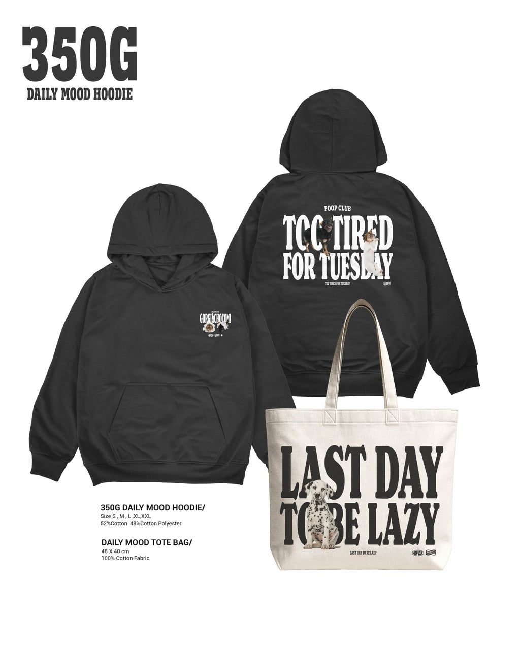 350 DAILY MOOD HOODIE 厚磅刷毛連帽長袖 - 𝗣𝗢𝗢𝗣 𝗖𝗟𝗨𝗕®
