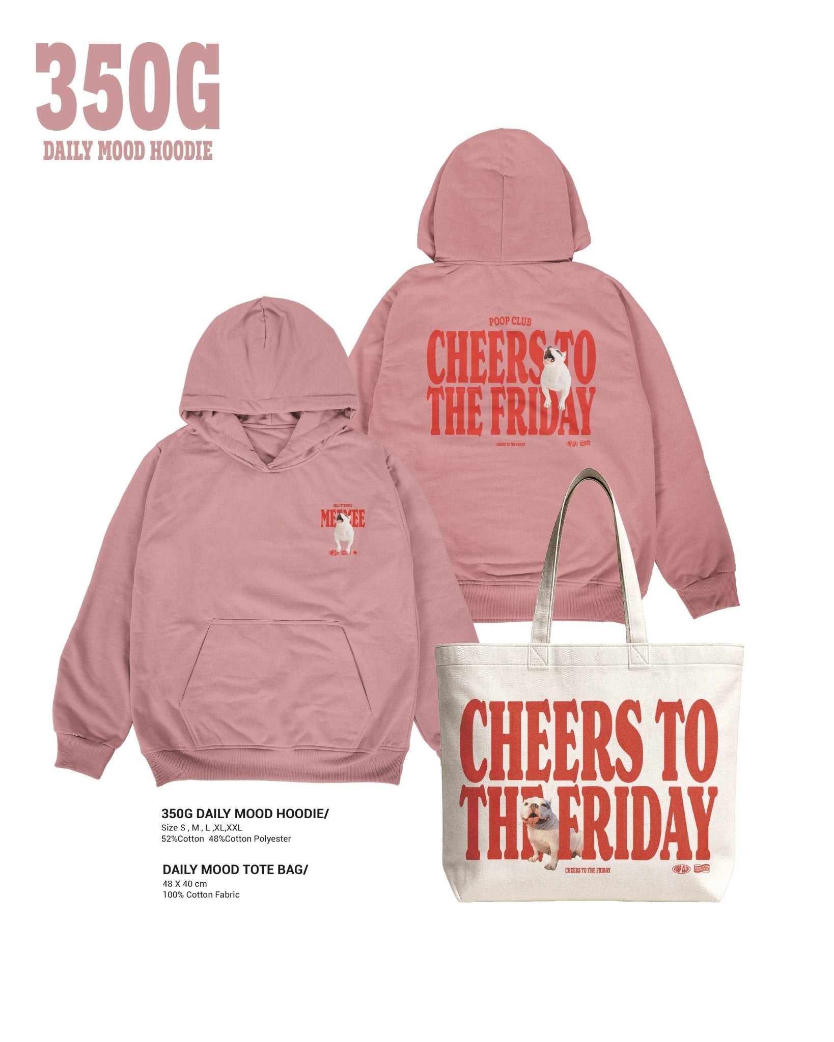 350 DAILY MOOD HOODIE 厚磅刷毛連帽長袖 - 𝗣𝗢𝗢𝗣 𝗖𝗟𝗨𝗕®