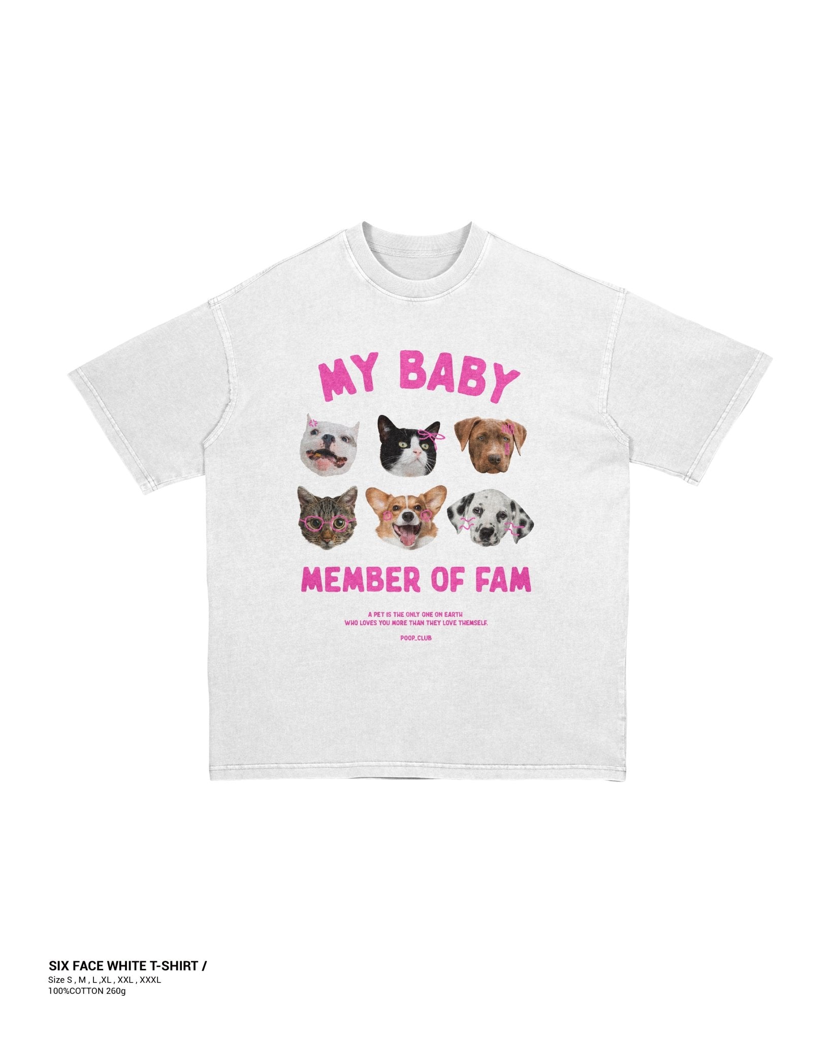 SIX FACE T - SHIRT 2.0 寵物六頭落肩踢恤 - 𝗣𝗢𝗢𝗣 𝗖𝗟𝗨𝗕®