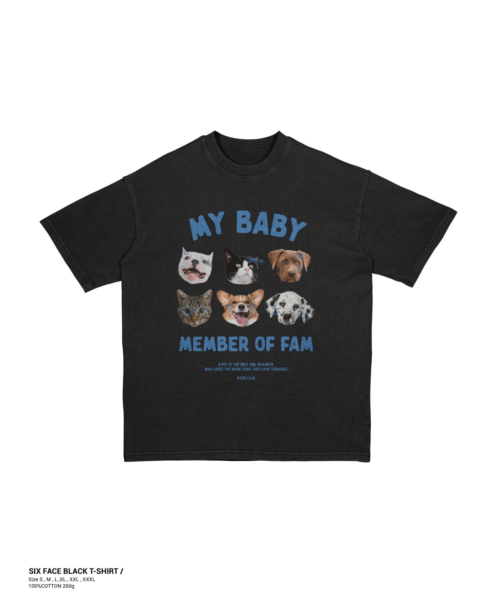 SIX FACE T - SHIRT 2.0 寵物六頭落肩踢恤 - 𝗣𝗢𝗢𝗣 𝗖𝗟𝗨𝗕®
