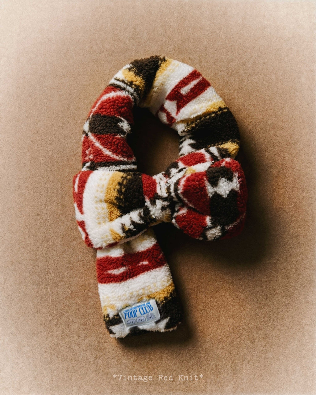 毛絨蝴蝶結圍巾 │ Vintage Red Knit - 𝗣𝗢𝗢𝗣 𝗖𝗟𝗨𝗕®