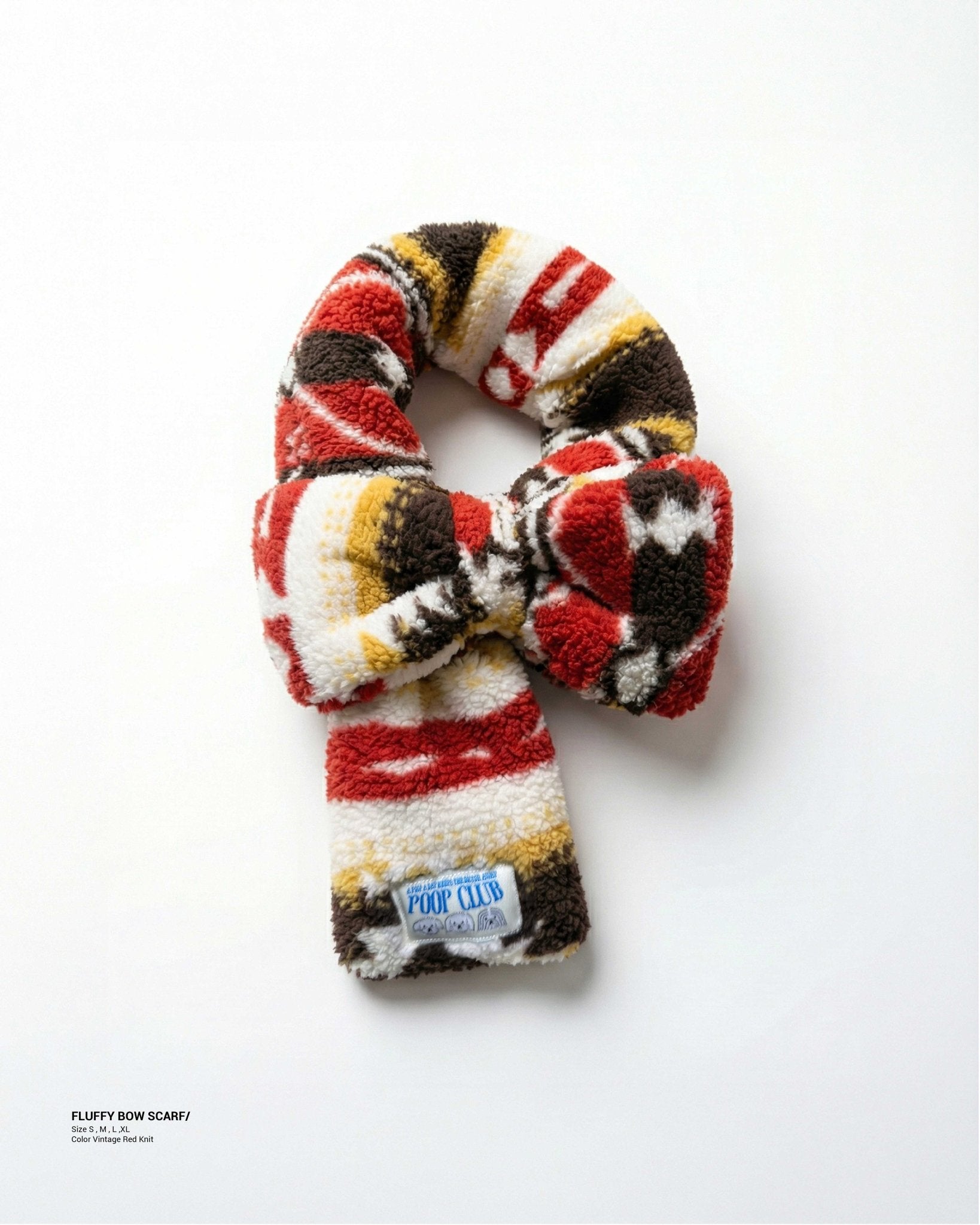 毛絨蝴蝶結圍巾 │ Vintage Red Knit - 𝗣𝗢𝗢𝗣 𝗖𝗟𝗨𝗕®